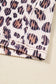 Parchment Leopard Colorblock Patchwork Twist Ribbed Plus Size V Neck Baggy Pullover
