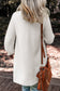 White Fuzzy Buttoned Front Midi Solid Cardigan