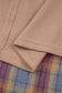 Beige Waffle Stripe Plaid Patchwork Henley Knit Top