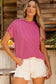 White Textured Knit Exposed Stitching T-shirt