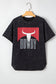 Black Western HOWDY Steer Head Print Side Slits Loose Fit T Shirt