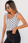 Black Checkered Print U Neck Cropped Tank Top