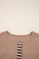 Beige Waffle Stripe Plaid Patchwork Henley Knit Top