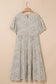 Beige Plus Size Leopard Print Frill Trim Short Sleeve Flared Dress