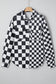 Green Checkerboard Flap Pocket Button Front Shacket