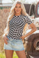 Black Checker Mesh Crew Neck T Shirt