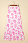 Black Boho Floral High Waist Ruffle Split Maxi Skirt
