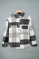 Gray Plaid Color Block Buttoned Long Sleeve Jacket with Pocket