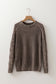 Dark Brown Contrast Cable Knit Sleeve Casual Sweater