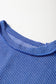 White Textured Knit Exposed Stitching T-shirt
