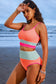 Burgundy Color Block High Waisted Sexy Bikini Set
