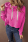 Black Solid Drop Shoulder Drawstring Cropped Hoodie