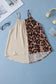 Khaki Leopard Contrast Patchwork Spaghetti Strap Tank Top