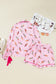 Pink Nutcracker Print Contrast Trim Tied up Bow Silky 2pcs Pajama Set