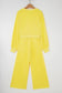 Yellow Cream Drop Shoulder Puff Sleeve Crop Pullover Drawstring Wide Leg Pants Set