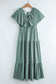 Textured V Neck Flutter Sleeve Ruffled Maxi Dress