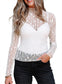 White Sheer Floral Lace Long Sleeve Slim Fit Top