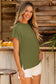 Jungle Green Textured Knit Exposed Stitching T-shirt