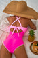 Black Ric Rac Trim Contrasted Patchwork Cutout One Piece Swimsuit
