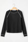 Gray Textured Round Neck Long Sleeve Top