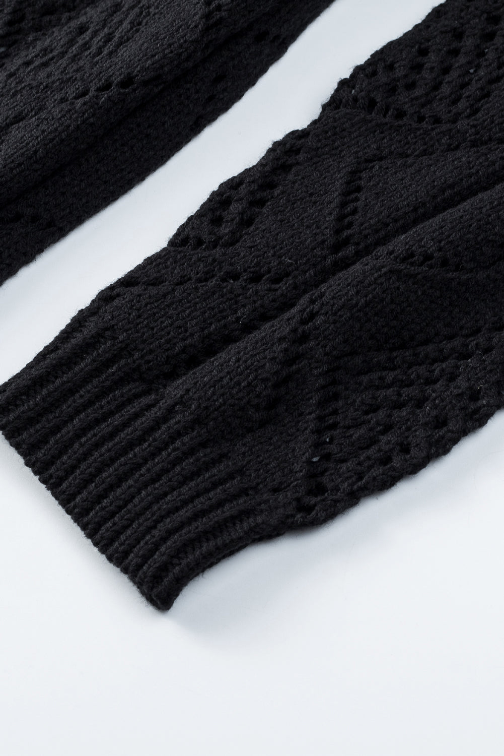 Black Hollow-out Open Knit Cardigan