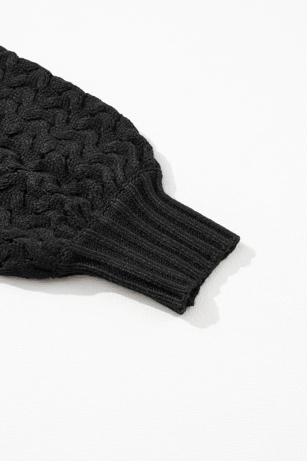 Black Cable Knit Sleeve Drop Shoulder Sweater