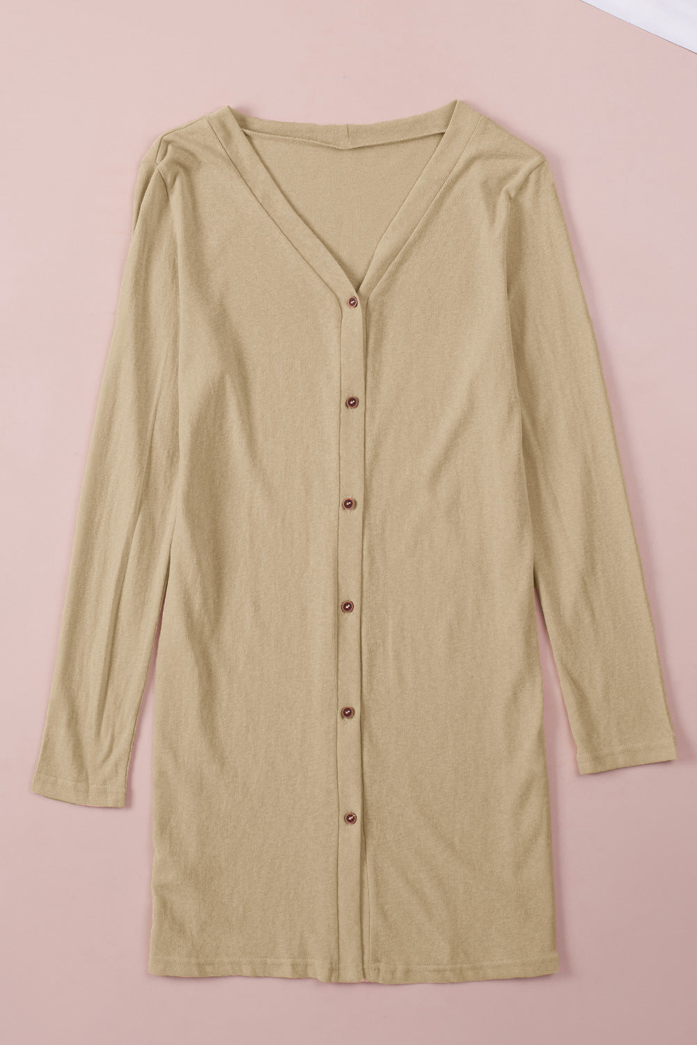 Solid Color Open-Front Buttons Cardigan