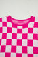 Rose Check Pattern Cap Sleeve Knitted Sweater